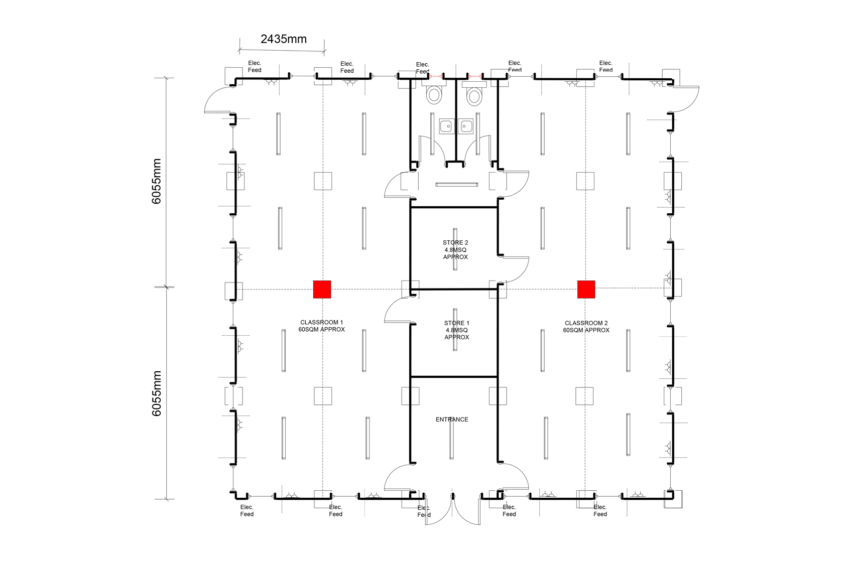 Eight bay portable classroom